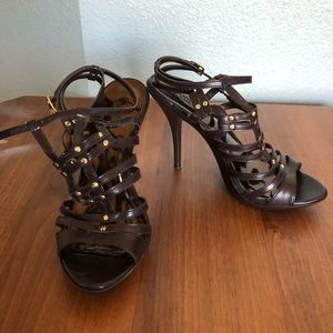 Brown gladiator pumps